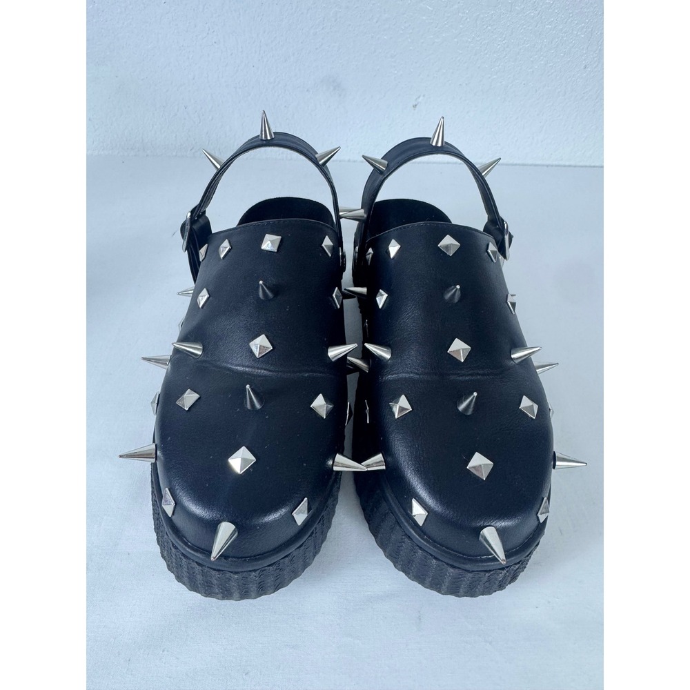 Strange Cvlt Grave Spike Black Clog Platform Creeper Spiked Punk Goth Women "7"